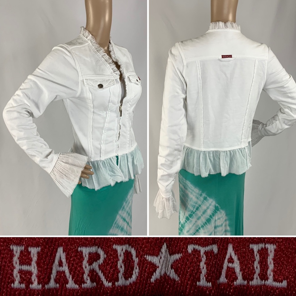 Brand New HARD TAIL FOREVER ruffle trim zip up jacket